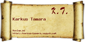 Karkus Tamara névjegykártya